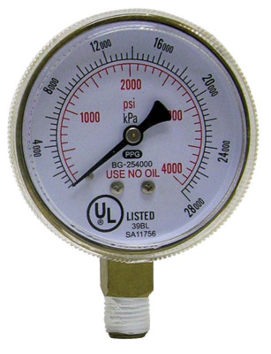 RADNOR™ 2 1/2" X 4000 PSI Brass Replacement Regulator Gauge