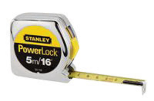 Stanley® PowerLock® 3/4" X 16' Silver And Yellow Tape Measure With Corrosion-Resistant End Hook