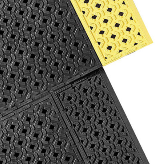 Superior Manufacturing 30" X 60" Black With Yellow Edge PVC NoTrax® Cushion-Lok™ Anti-Fatigue Floor Mat Tile
