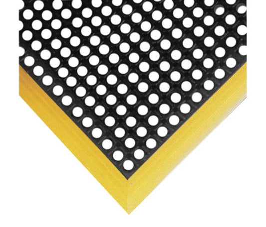 Superior Manufacturing 38" X 40" Black With Yellow Edge Rubber NoTrax® Safety Stance® Anti-Fatigue Floor Mat