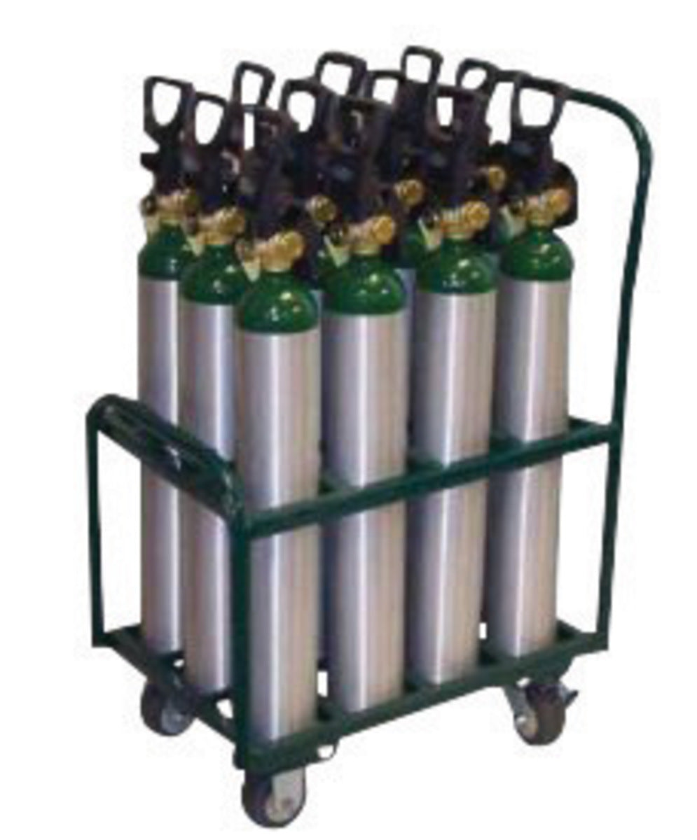 Saf-T-Cart 12 Cylinder Cart With Semi-Pneumatic Wheels And U-Shaped Ha ...