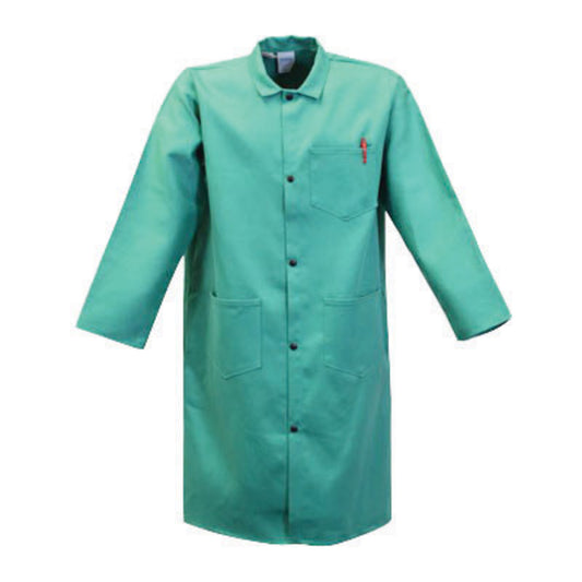 Stanco Safety Products™ Large Green Cotton Flame Resistant Jacket With Front Snap Closure
