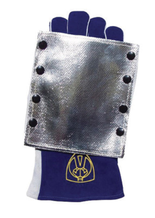 Tillman™ Large 14" Blue/Gray/Silver Cowhide Heat Resistant Gloves With 14" Gauntlet Cuff And Aluminized Wool Lining And Double Reinforced Wing Thumb