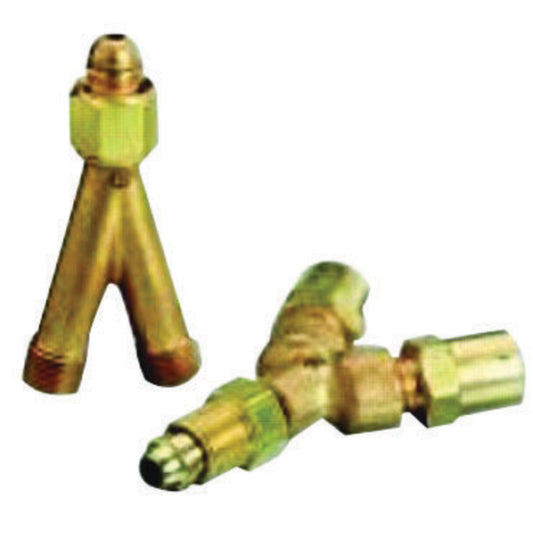 Western CGA-033 5/8" - 18 Male LH Inlet X 5/8" - 18 Female LH Outlet Brass 200 psig Y Connector