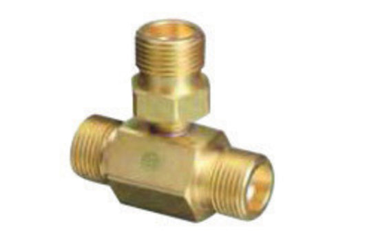 Western CGA-540 Male RH Brass 3000 psig 3 Way Manifold Coupler Tee