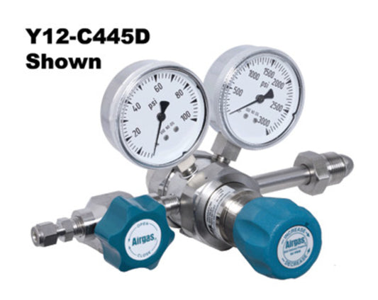 Airgas® Model C445A510 Stainless Steel High Purity Two Stage Pressure Regulator With 1/4" FNPT Connection And Threadless Seat