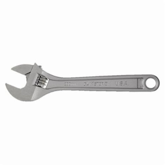 Proto J708L Uninsulated Adjustable Wrench, 1-1/8 in, 8 in OAL, Forged Steel Body, Forged Steel, Satin Chrome, ASME B107.8/ASME B107.100