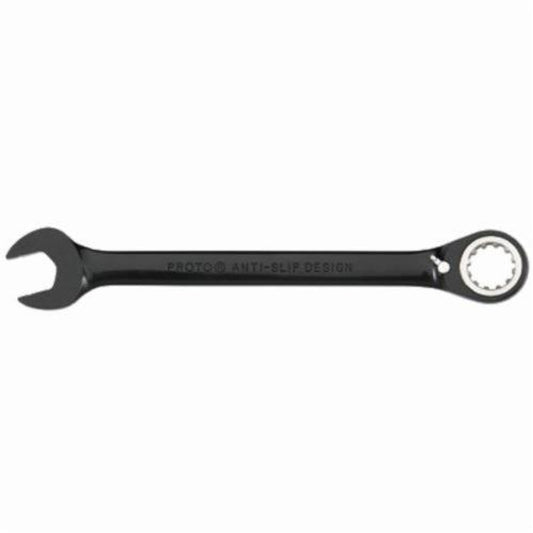 Proto JSCV18 Reversible Combination Wrench, Imperial, 9/16 in, 12 Points, 15 deg Offset, 7-1/2 in OAL, Chrome Vanadium Steel, Black Chrome Plated, ASME Specified