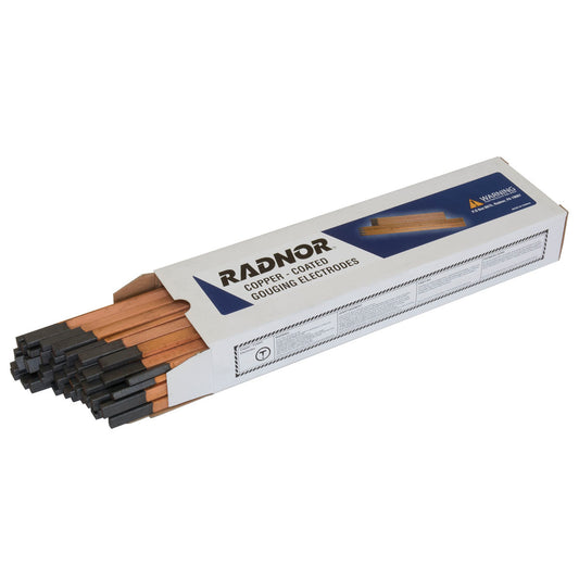 RADNOR™ 3/8" X 5/32" X 12" DC Flat Copperclad Arc Gouging Electrode (50 Each Per Box)