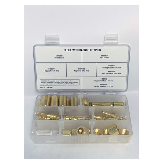 RADNOR™ Model CK-27, 9/16" - 18 UNF B Brass Fuel Gas/Oxygen Repair Kit