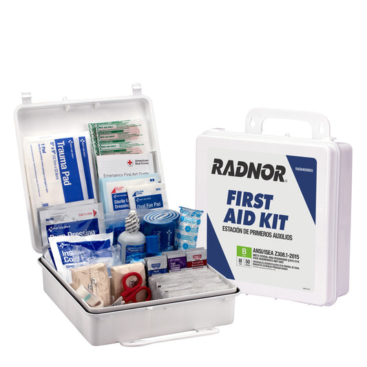 RADNOR™ White Plastic Portable Or Wall Mount 50 Person First Aid Kit