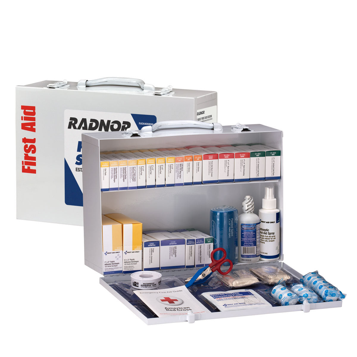 RADNOR™ White Metal Portable Or Wall Mount 75 - 100 Person First Aid Cabinet