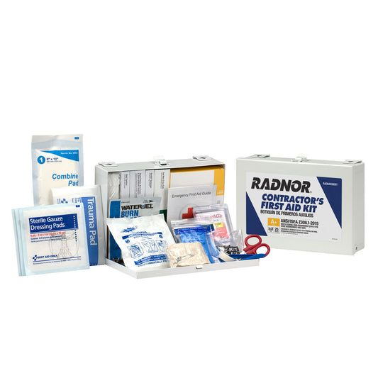 RADNOR™ White Metal Portable Or Wall Mount 25 Person 182 Piece First Aid Kit