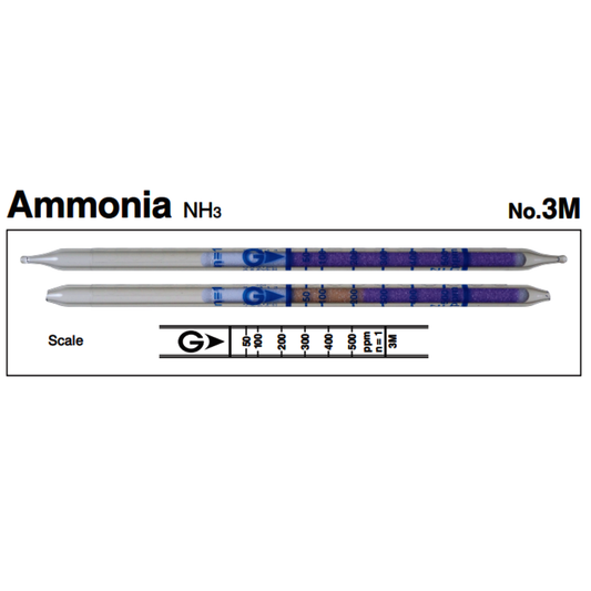Gastec™ Glass Ammonia Medium Range Detector Tube, Purple To Yellow Color Change