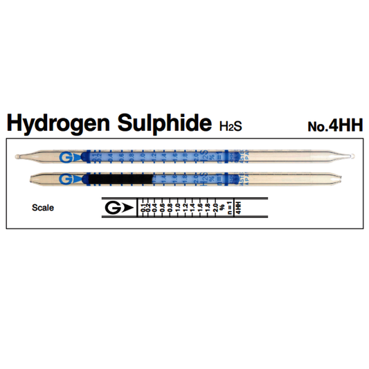 Gastec™ Glass Hydrogen Sulfide Extra High Range Detector Tube, Pale Blue To Blackish Brown Color Change