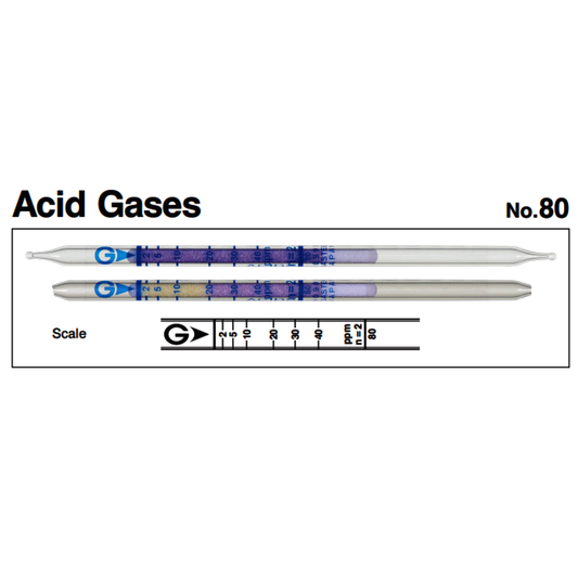 Gastec™ Glass Acid Gases Detector Tube, Pale Bluish Purple To Pale Yellow Color Change