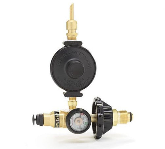 Western Economy Foil Balloon Inflator With Tapered Foil Valve, Contents Gauge And Hand Tight Connection And Ribbon Cutter, CGA-580 Inlet Fitting