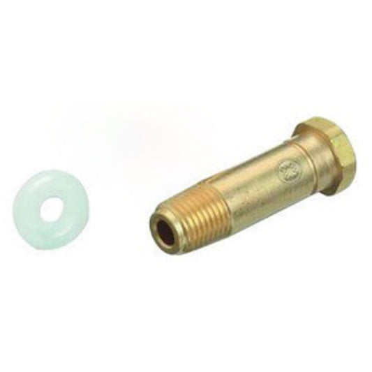 Western CGA-320 1/4" NPT Male X 2 1/2" L Brass 3000 psig Regulator Inlet Nipple With Check Valve