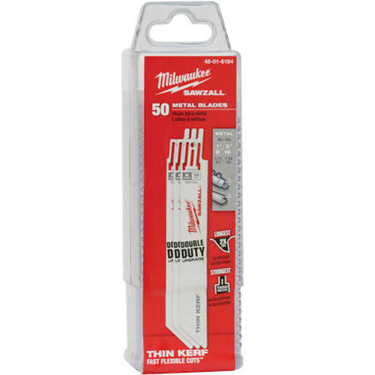 Milwaukee 48-01-6184  6" 18 TPI Thin Kerf "Double Duty" SAWZALL® Reciprocating Saw Blade, (50/PK) (Per Pack)